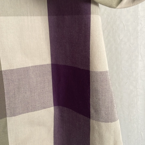 Kim rogers women button down Khaki/Purple/Beige plaid shirt size 12 - Picture 3 of 10